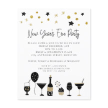 Budget Cocktails Gold Black nieuwjaar oud Uitnodig