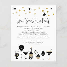 Budget Cocktails Gold Black nieuwjaar oud Uitnodig