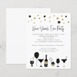 Budget Cocktails Gold Black nieuwjaar oud Uitnodig