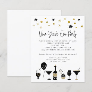 Budget Cocktails Gold Black nieuwjaar oud Uitnodig