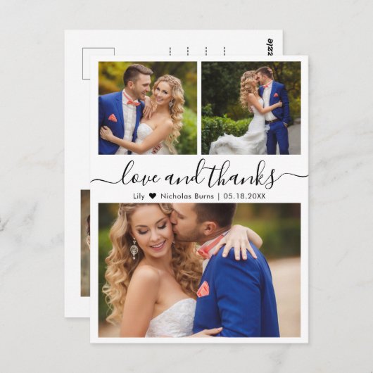 Budget Collage Love en Bedankt Weddenschap Dank u Briefkaart (Voorkant / Achterkant)