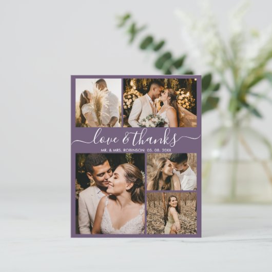 Budget Collage Paarse bruiloft Hartelijk dank (Staand voorkant)