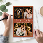 Budget Collage Terracotta Wedding Hartelijk dank<br><div class="desc">Begroting, Modern, Elegant, Hand Lettering 3 Foto Collage Blush Wedding Dank je gepersonaliseerd lage budget betaalbaar THIN-kaart. De minimalistische bruiloft bedankt u de sjabloon met drie (3) foto aan de voorkant en (1) één foto aan de achterkant. ***GELIEVE OPMERKING TE MAKEN! *** BEGROTINGSPAPIER/FLYER IS THIN. *** UPGRADE HET PAPIER VOOR...</div>