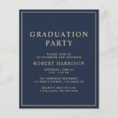 Budget College Blue Gold Graduparty Uitnodiging (Achterkant)