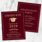 Budget College Burgundy Graduation Party Invite