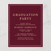 Budget College Burgundy Graduation Party Invite (Achterkant)