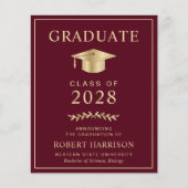 Budget College Burgundy Graduation Party Invite (Voorkant)