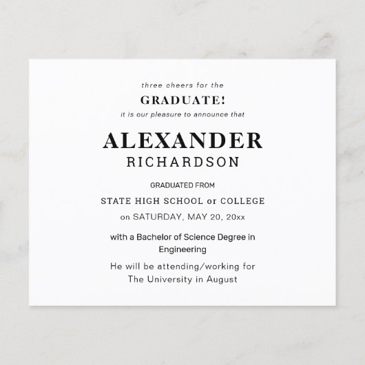 Budget Collegiate Mod Name Photo Afstuderen Announ (Achterkant)