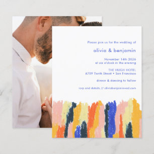 Budget Colorful Abstract Photo Wedding Invitation
