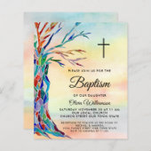 Budget Colorful Baptism Christening Uitnodiging (Voorkant / Achterkant)
