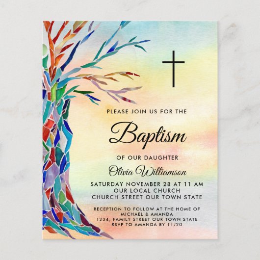 Budget Colorful Baptism Christening Uitnodiging (Voorkant)