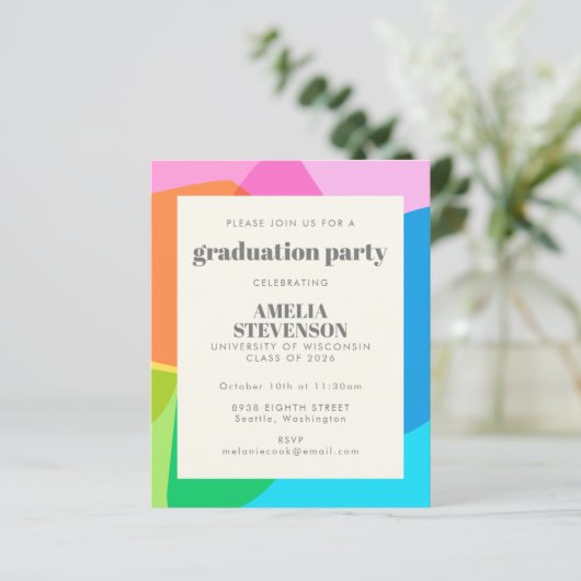 Budget Colorful Photo Gradution Party nodigt uit (Staand voorkant)