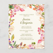 Budget Colorful Waterverf Floral Wedding Invite (Voorkant)