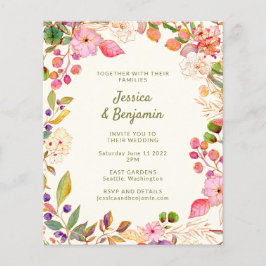 Budget Colorful Waterverf Floral Wedding Invite