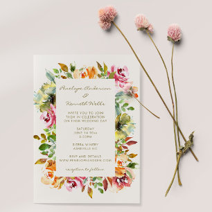 Budget Colorful Waterverf Floral Wedding Invite