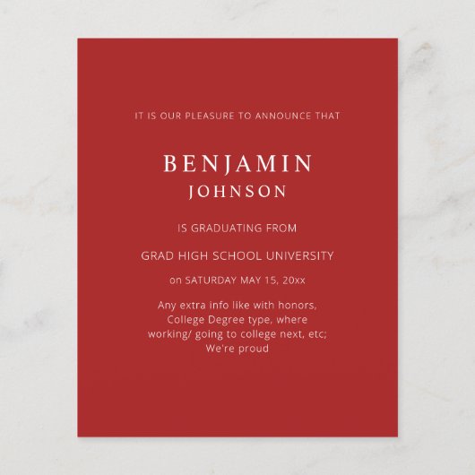 Budget Colour White & Red Afstuderen Multi Photo (Achterkant)