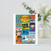 Budget Comic Style Hero Birthday - uitnodigingen (Staand voorkant)