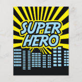 Budget Comic Style Hero Birthday - uitnodigingen (Achterkant)