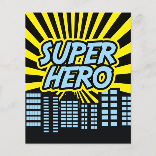 Budget Comic Style Hero Birthday - uitnodigingen (Achterkant)