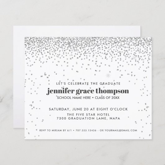 BUDGET Confetti Silver White Graduparty (Voorkant / Achterkant)