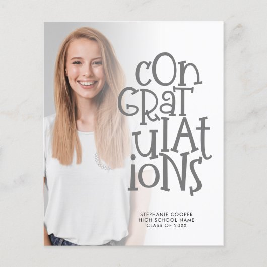 Budget Congrats Foto Gray Afstuderen Aankondiging (Voorkant)