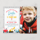 Budget Construction Truck Boy Foto Birthday Party (Voorkant)