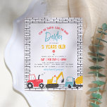 Budget Construction Vehicles Boy Birthday Party<br><div class="desc">Uitnodigingen van verjaardagsfeestjes voor budgetten voor de bouw. Viel de speciale dag van je kleine met deze moderne bouwvrachtwagen verjaardagsuitnodiging! Een leuke uitnodiging voor een verjaardagsfeestje voor een bouwkundig feest! Dit ontwerp bevat drie constructievoertuigen: een tractor, een graafmachine en een cementtruck langs de bodem van de kaart. De uitnodiging luidt...</div>