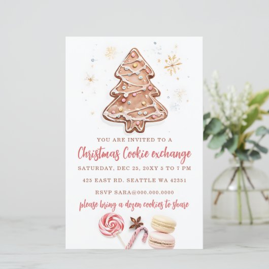 Budget Cookie Exchange Christmas Party Invitation (Staand voorkant)