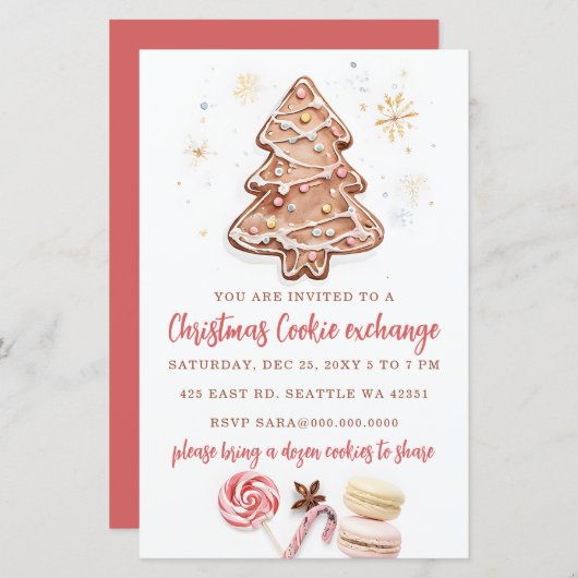 Budget Cookie Exchange Christmas Party Invitation (Voorkant / Achterkant)