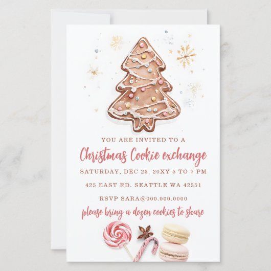 Budget Cookie Exchange Christmas Party Invitation (Voorkant)