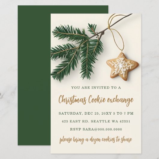 Budget Cookie Exchange Christmas Party Invitation (Voorkant / Achterkant)