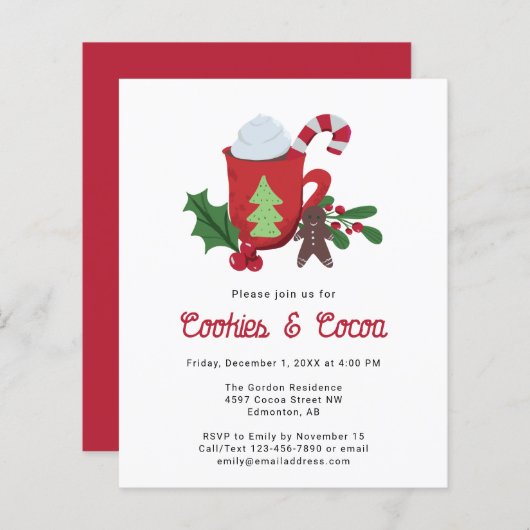 Budget Cookies en Cacao Kerst Feest (Voorkant / Achterkant)