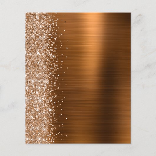 Budget Copper Glam Glitter Wedding Menu (Achterkant)