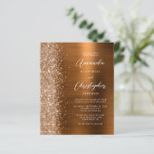 Budget Copper Glam Metallic Wedding Invite (Staand voorkant)