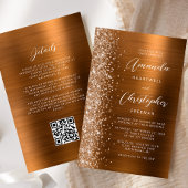 Budget Copper Glam QR Code Wedding Invite