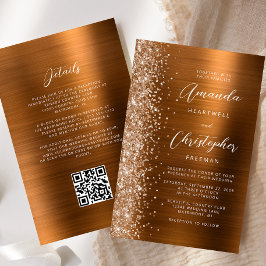 Budget Copper Glam QR Code Wedding Invite