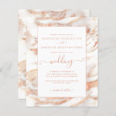Budget Copper Roos Gold Marble Wedding Uitnodiging (Voorkant / Achterkant)