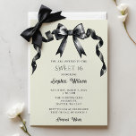 Budget Coquette Black Bow Sweet 16 Uitnodiging<br><div class="desc">Vier in stijl met onze elegante Waterverf Coquette Sweet 16 Invitation, met een chique zwarte strik in waterverf. Perfect voor een verfijnd Sweet 16-feest, deze aanpasbare uitnodiging legt de essentie van elegantie en jeugdige charme vast. Maak indruk op uw gasten met een moderne maar tijdloze uitnodiging die de toon zet...</div>