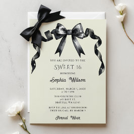 Budget Coquette Black Bow Sweet 16 Uitnodiging