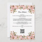 Budget Coquette Bloemen Blush Roze QR Code Huwelij Kaart (Achterkant)