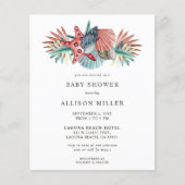 Budget Coral Beach Baby shower Uitnodiging (Voorkant)