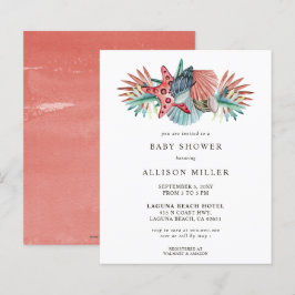 Budget Coral Beach Baby shower Uitnodiging