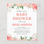 Budget Coral Floral Baby shower Flyer (Voorkant)