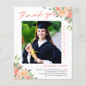 Budget Coral Floral Foto Afstuderen Dank u (Voorkant)