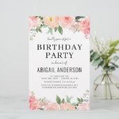 Budget Coral Floral Girly Birthday (Staand voorkant)