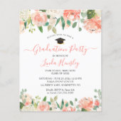 Budget Coral Floral Gradual Party Uitnodiging (Voorkant)