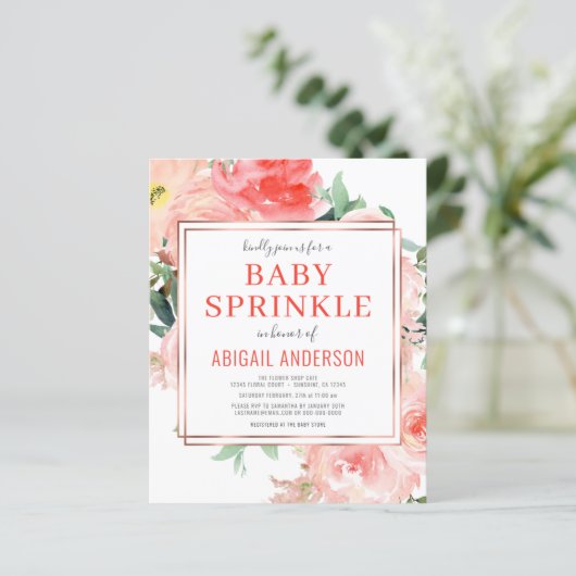 Budget Coral Floral Peach Baby Sprinkle (Staand voorkant)