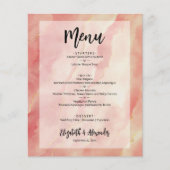 Budget Coral Gold Marble Wedding Menu (Voorkant)