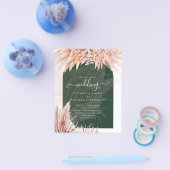 BUDGET Coral Pampas Grass Green Wedding Flyer (Enkel)