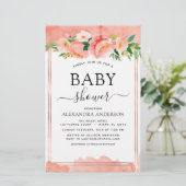 Budget Coral Peach Baby shower Pastel Uitnodiging (Staand voorkant)